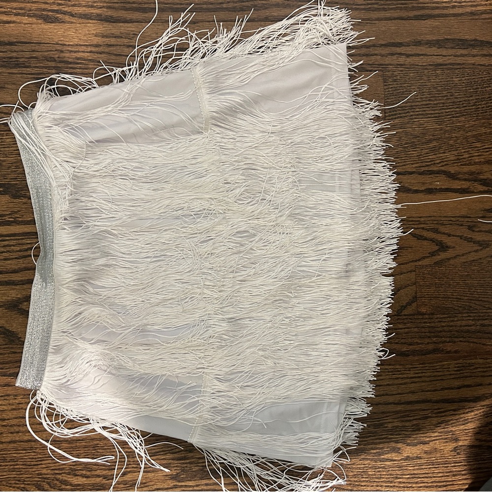 H&M White Fringe Party Skirt